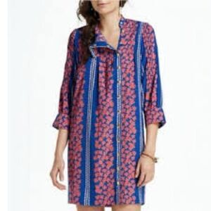 Madchen By Anthropology Blue & Pink Floral Print Shift Women's Dress Size 6